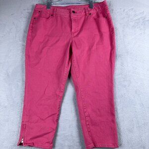 Talbots Signature Crop Denim Jeans with Ankle Zips Womens Coral Pink Size 12P